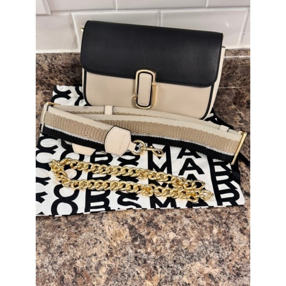 Marc Jacobs J Marc Cross/Shoulder Bag Black Cream Colorblock Leather
